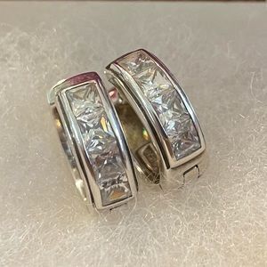 Silpada P1734 Cubic Zirconia Sterling Silver Hoop Hinged Earrings